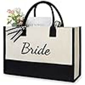 FLASH SALE 🍒 BRIDE gift TOTE! off white/canvas and black